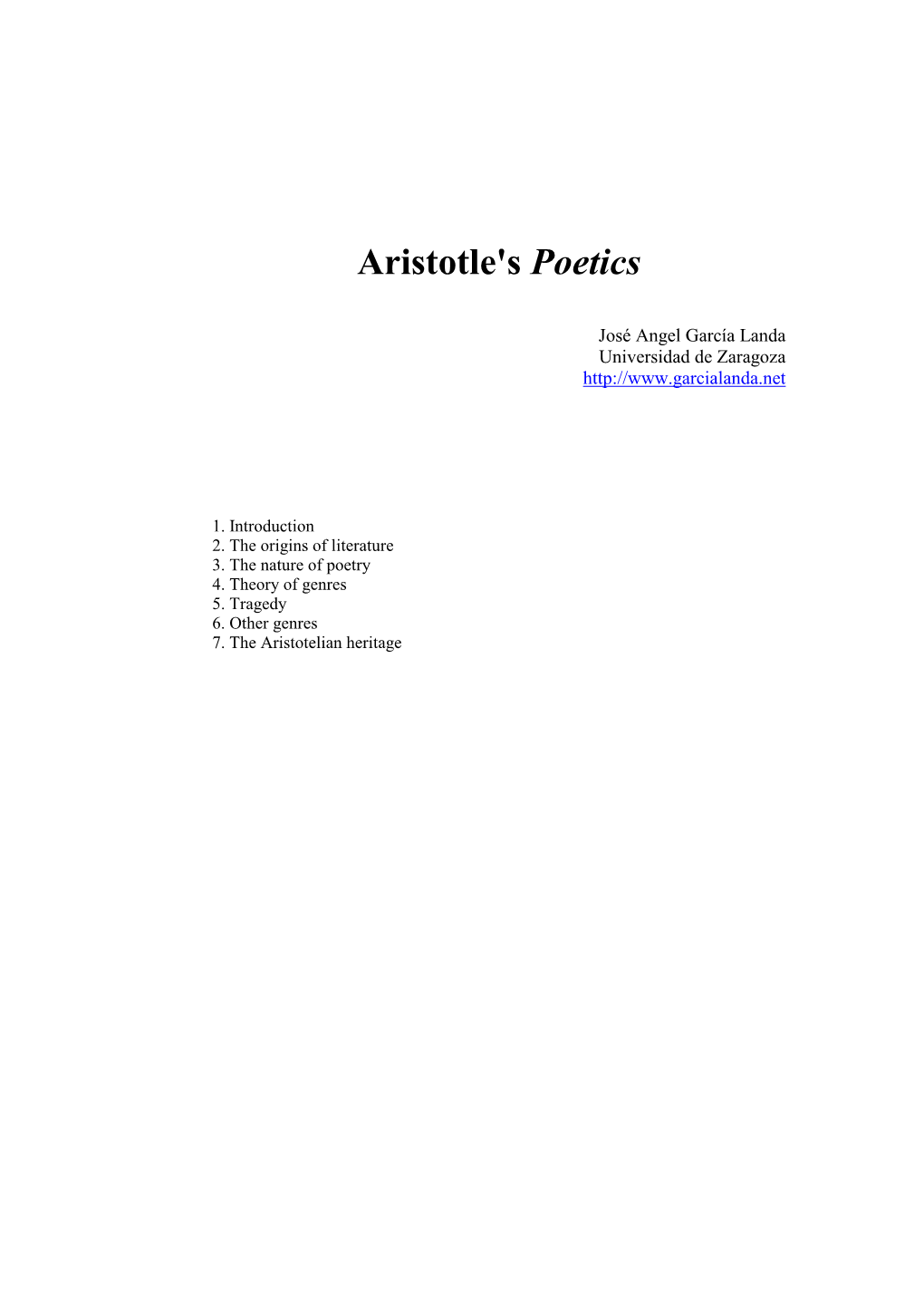 Aristotle's Poetics