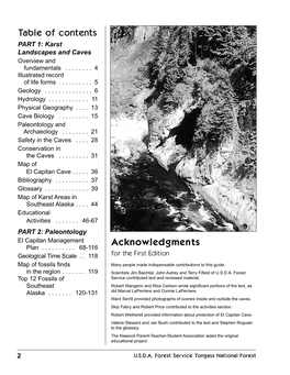 Karst Landscape and Caves of Southeast Alaska a Resource for Teachers  the Karst LANDSCAPE and Caves Of