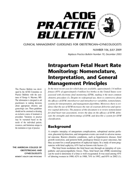 ACOG Fetal Heart Rate Monitoring Information