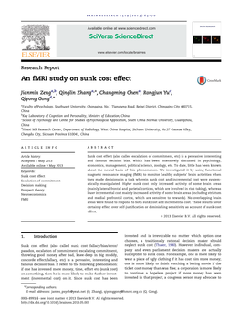 An Fmri Study on Sunk Cost Effect