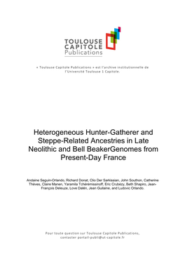 Heterogeneous Hunter-Gatherer and Steppe-Related Ancestries in Late Neolithic and Bell Beaker Genomes from Present-Day France