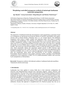 Morphology-Controlled Nonaqueous Synthesis of Anisotropic Lanthanum