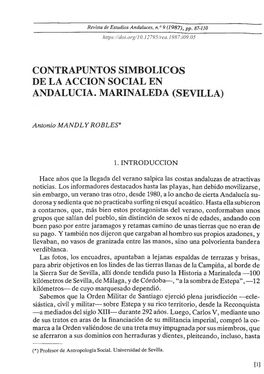 Contrapuntos Simbolicos De La Accion Social En Andalucia. Marinaleda (Sevilla)