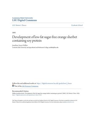 Development of Low-Fat Sugar-Free Orange Sherbet Containing Soy Protein