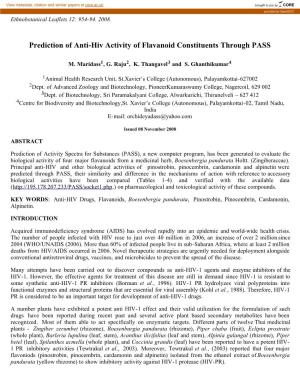 Prediction of Anti-Hiv Activity of Flavanoid Constituents Through PASS