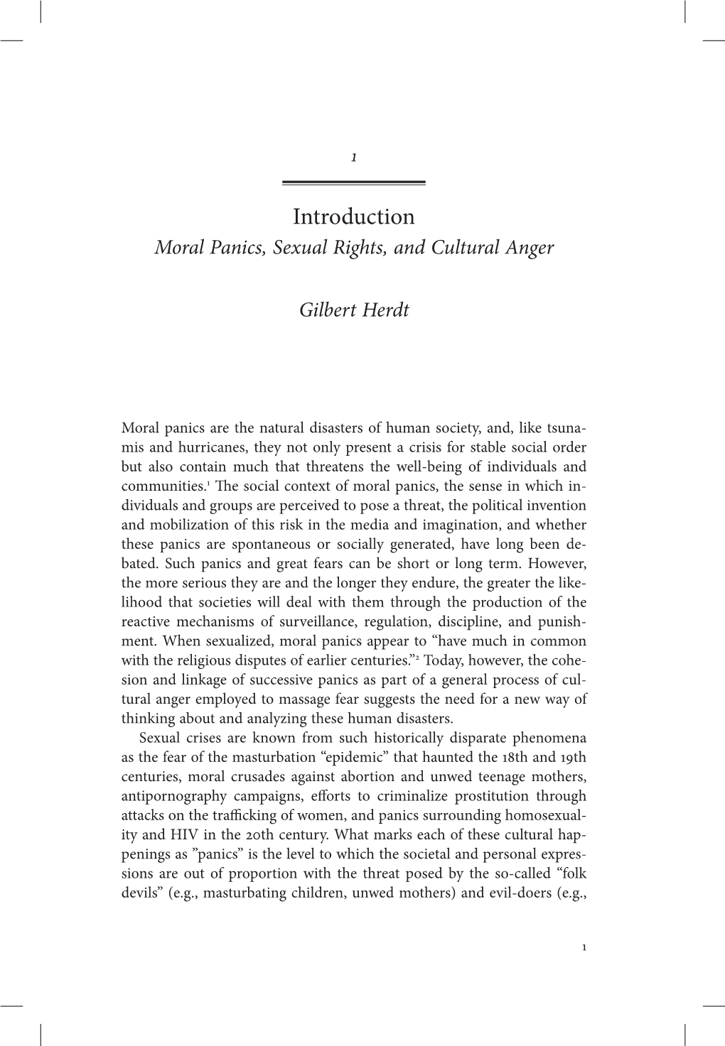 Introduction Moral Panics, Sexual Rights, and Cultural Anger