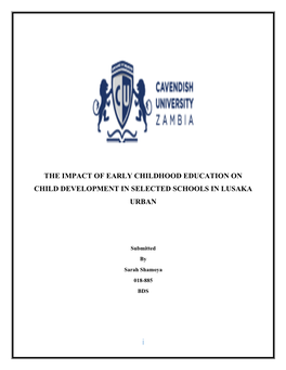 The Impact of Early Childhood Education on Child Development in Selected Schools in Lusaka Urban