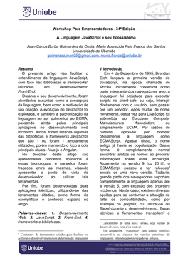 34ª Edição a Linguagem Javascript E Seu Ecossistema Jean Carlos