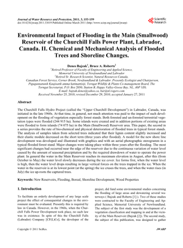 Environmental Impact of Flooding in the Main (Smallwood) Reservoir of the Churchill Falls Power Plant, Labrador, Canada
