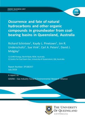 Occurrence and Fate of Natural Hydrocarbons and Other Organic Compounds in Groundwater from Coal- Bearing Basins in Queensland, Australia