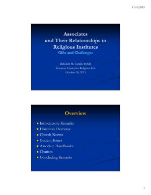 Associates and Their Relationships to Religious Institutes Overview
