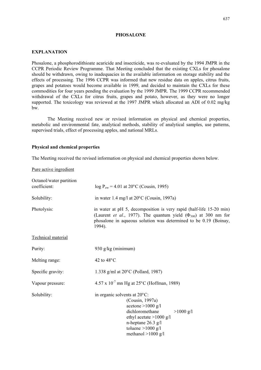 PHOSALONE EXPLANATION Phosalone, a Phosphorodithioate