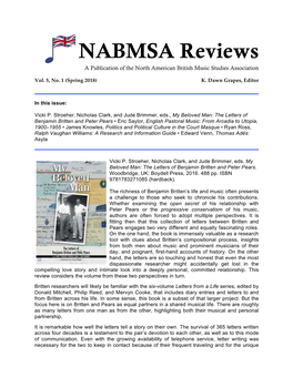 NABMSA Reviews a Publication of the North American British Music Studies Association