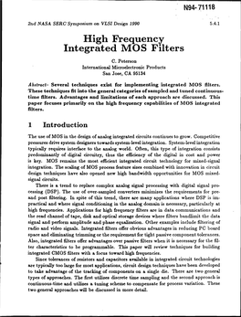 High Frequency Integrated MOS Filters C