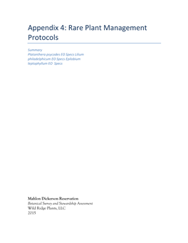 Appendix 4: Rare Plant Management Protocols