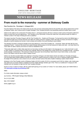 From Muck to the Monarchy - Summer at Stokesay Castle