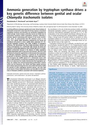Ammonia Generation by Tryptophan Synthase Drives a Key Genetic Difference Between Genital and Ocular Chlamydia Trachomatis Isolates