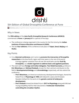 5Th Edition of Global Drosophila Conference at Pune