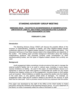 PCAOB February 2006 SAG Meeting Briefing Paper