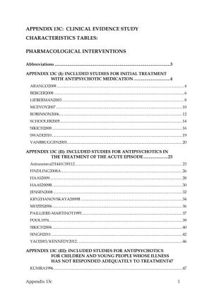 Appendix 13C: Clinical Evidence Study Characteristics Tables