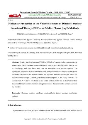 Molecular Properties of the Valence Isomers of Diazines: Density Functional Theory (DFT) and Møller Plesset (Mp2) Methods