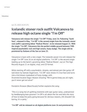Icelandic Stoner Rock Outfit Volcanova to Release High Octane Single "I'm Off"