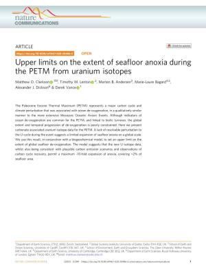 Upper Limits on the Extent of Seafloor Anoxia During the PETM From