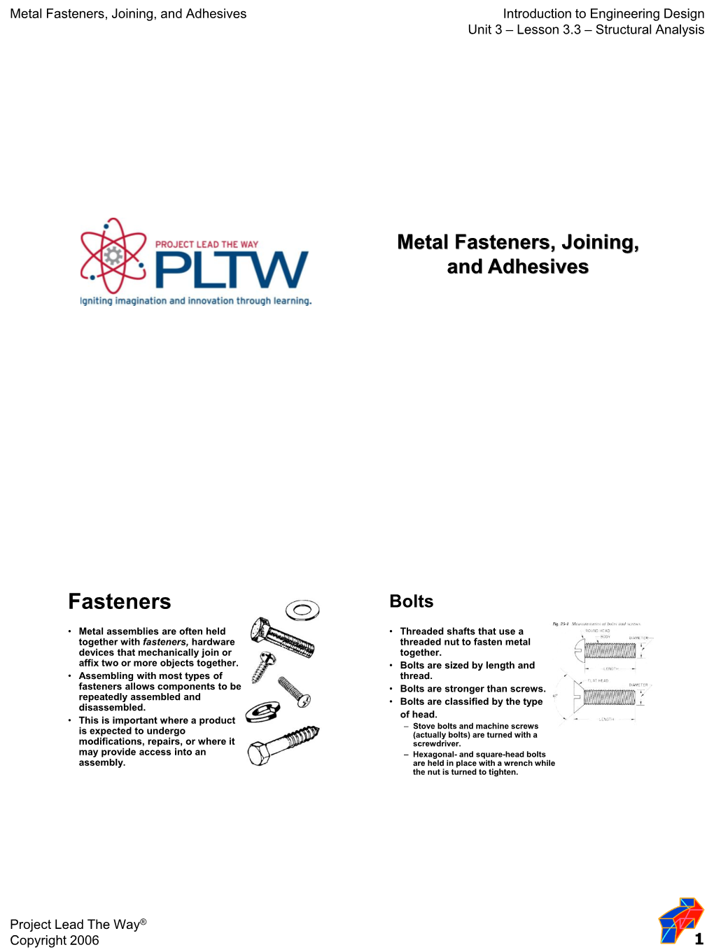 Metal Fasteners, Joining, & Adhesives