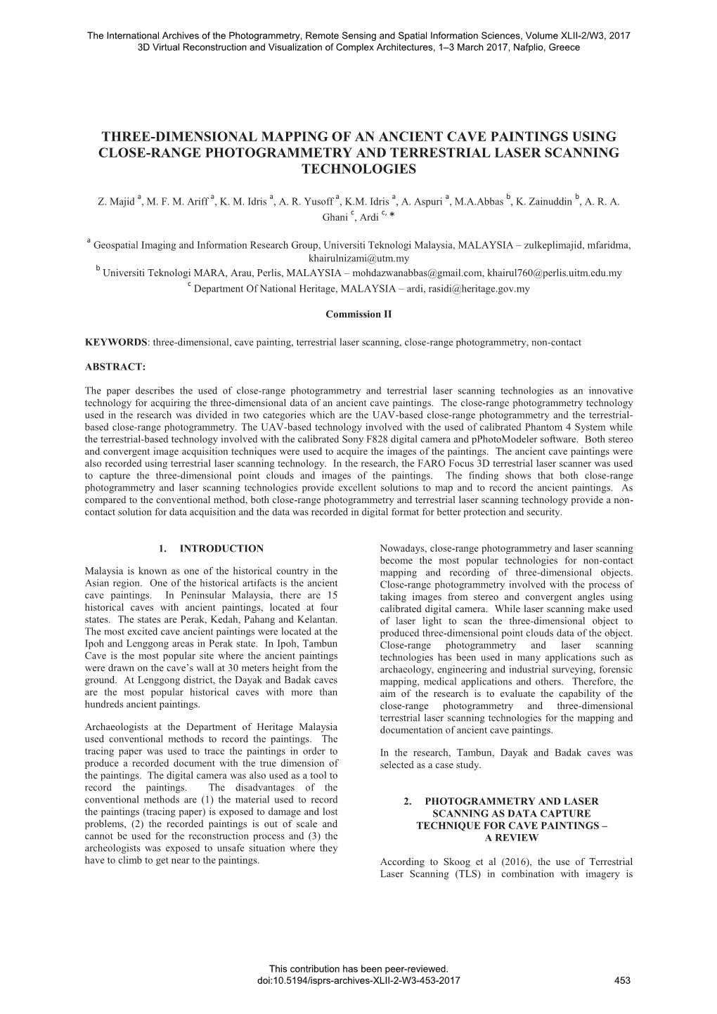 Three-Dimensional Mapping of an Ancient Cave Paintings Using Close-Range Photogrammetry and Terrestrial Laser Scanning Technologies