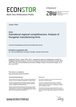 Analysis of Hungarian Manufacturing Firms