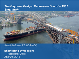 The Bayonne Bridge: Reconstruction of a 1931 Steel Arch