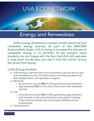 UVA's Energy Distribution Consists of Both Fossil Fuel and Renewable