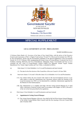 Government Gazette of the STATE of NEW SOUTH WALES Number 57 Wednesday, 17Th March 2004 Published Under Authority by Cmsolutions
