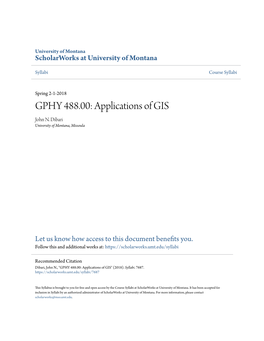 GPHY 488.00: Applications of GIS John N