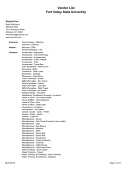 Vendor List Fort Valley State University