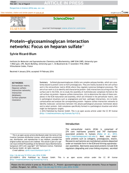 Protein–Glycosaminoglycan Interaction Networks: Focus