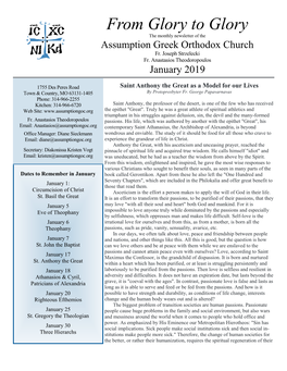 From Glory to Glory the Monthly Newsletter of the Assumption Greek Orthodox Church Fr