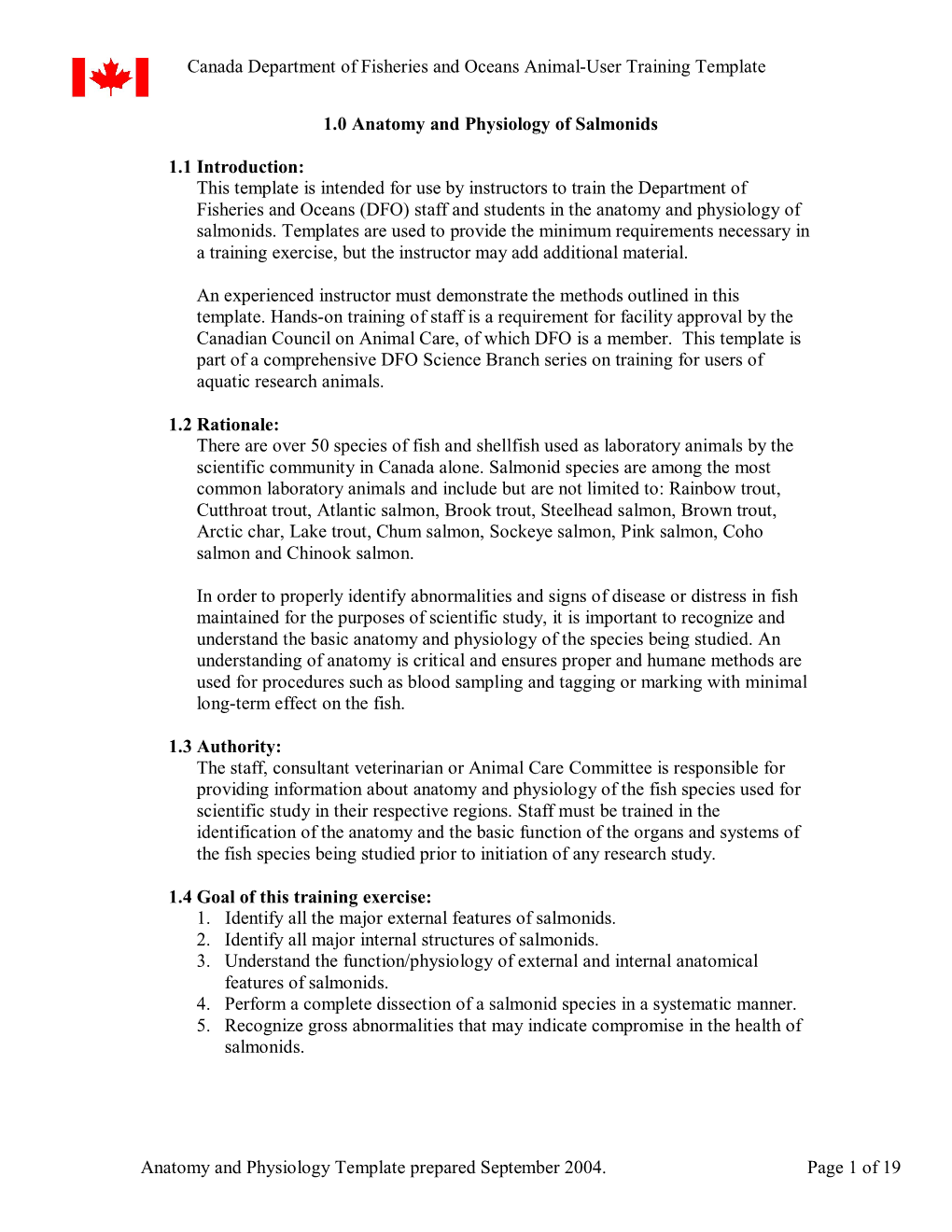 1.0 Anatomy and Physiology of Salmonids