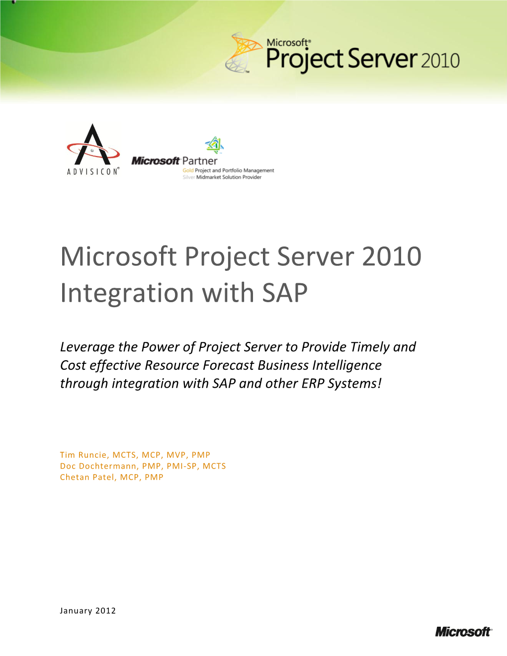 Microsoft Project Server 2010 Integration with SAP