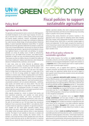 Fiscal Policies for Sustainable Agriculture