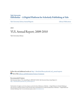 YUL Annual Report; 2009-2010 Yale University Library