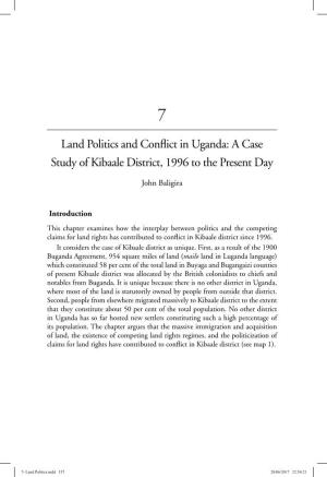 Land Politics and Conflict in Uganda: a Case Study of Kibaale District, 1996 to the Present Day