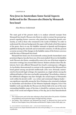 New Jews in Amsterdam: Some Social Aspects Reflected in the Thesouro Dos Dinim by Menasseh Ben Israel