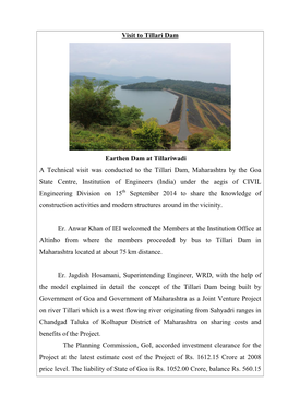 Visit to Tillari Dam
