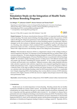 Simulation Study on the Integration of Health Traits in Horse Breeding Programs