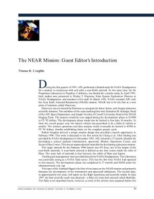 The NEAR Mission: Guest Editor's Introduction