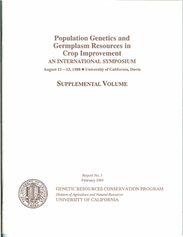 Population Genetics and Germplasm Resources in Crop Improvement an INTERNATIONAL SYMPOSIUM