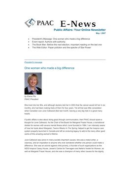 PAAC E-News, May, 2007