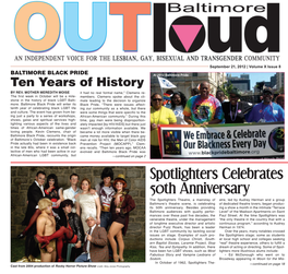 September 21, 2012 | Volume X Issue 8 BALTIMORE BLACK PRIDE at 2012 Baltimore Pride Ten Years of History by Rev