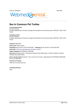 Sex in Common Pet Turtles